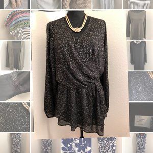 Black dressy blouse with gold specs.  *Only*